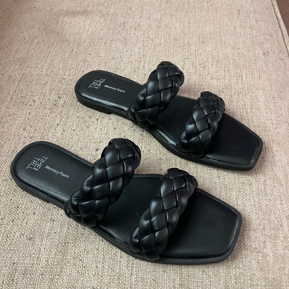 Black braided square toe sandals - Picture 1 of 4